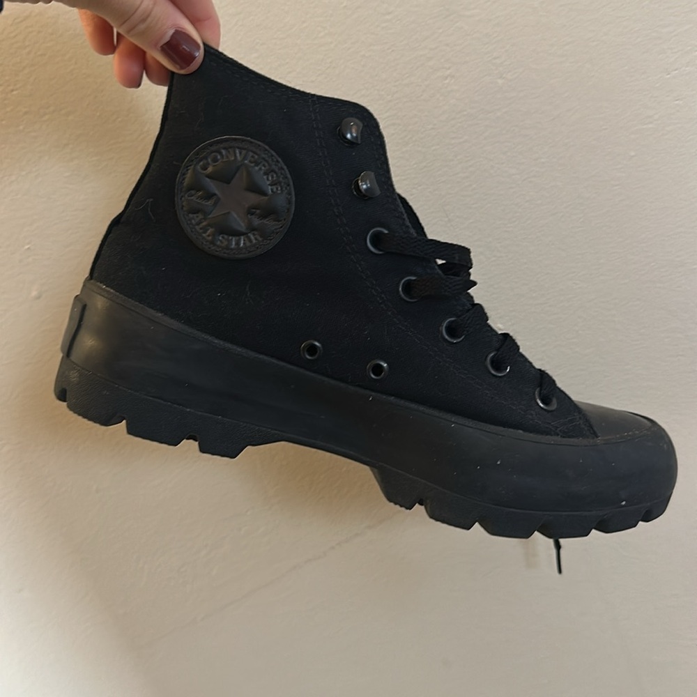Black lug sole converse high tops